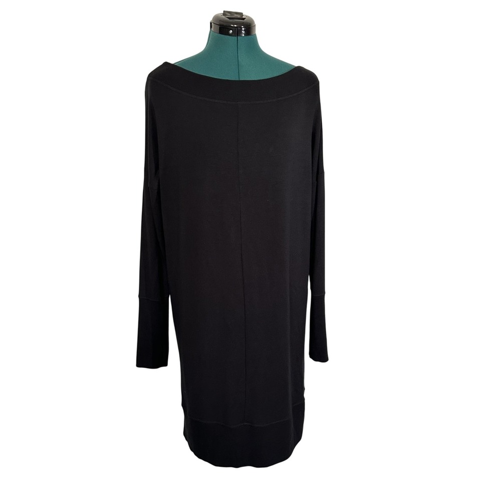 Athleta Studio Barre Sweatshirt Dress Medium Black Modal Boat Neck 486431